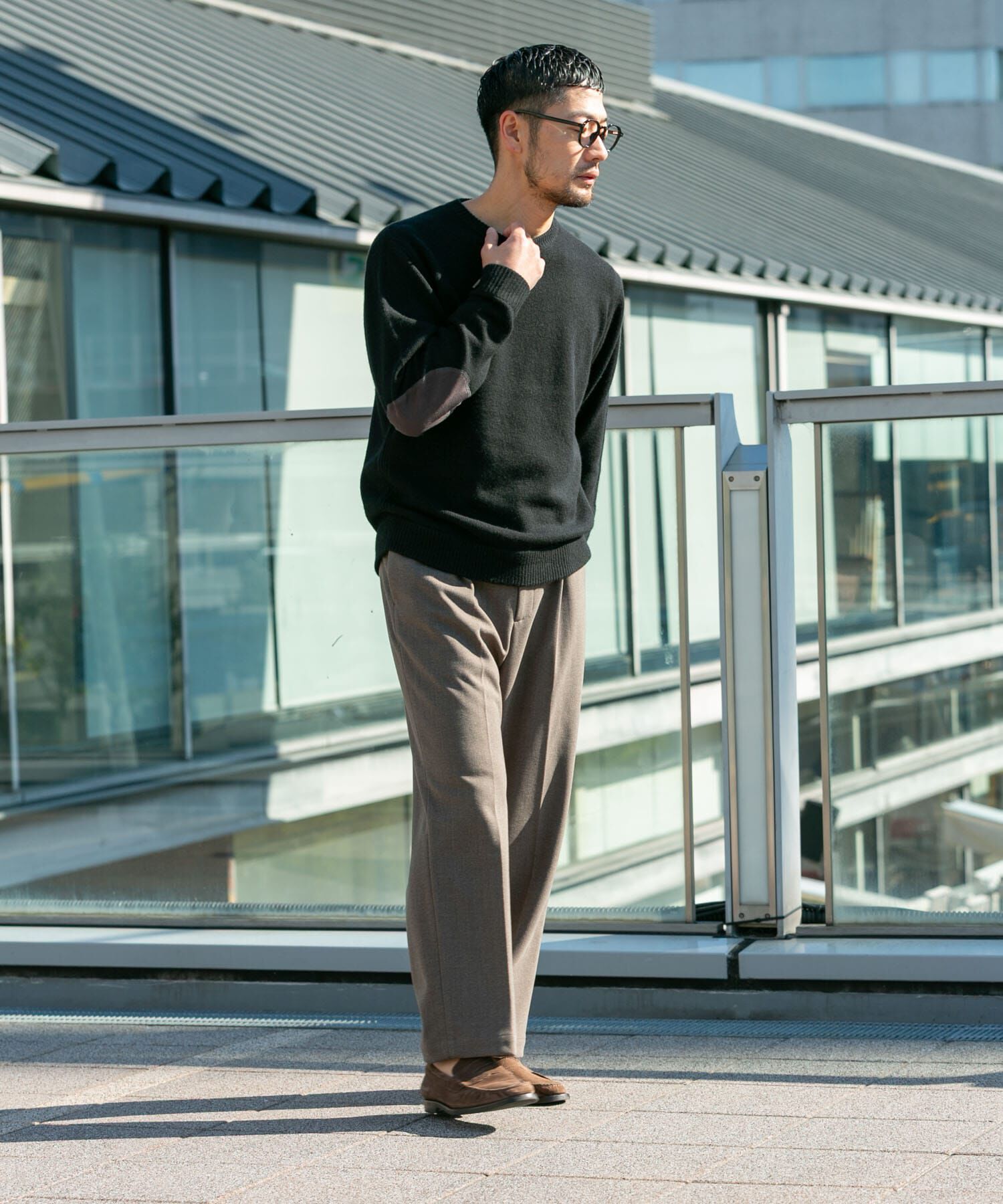 URBAN RESEARCH ROSSO「『XLサイズあり』ハミルトンラムズウールエルボーパッチニット」|ニット・セーター|