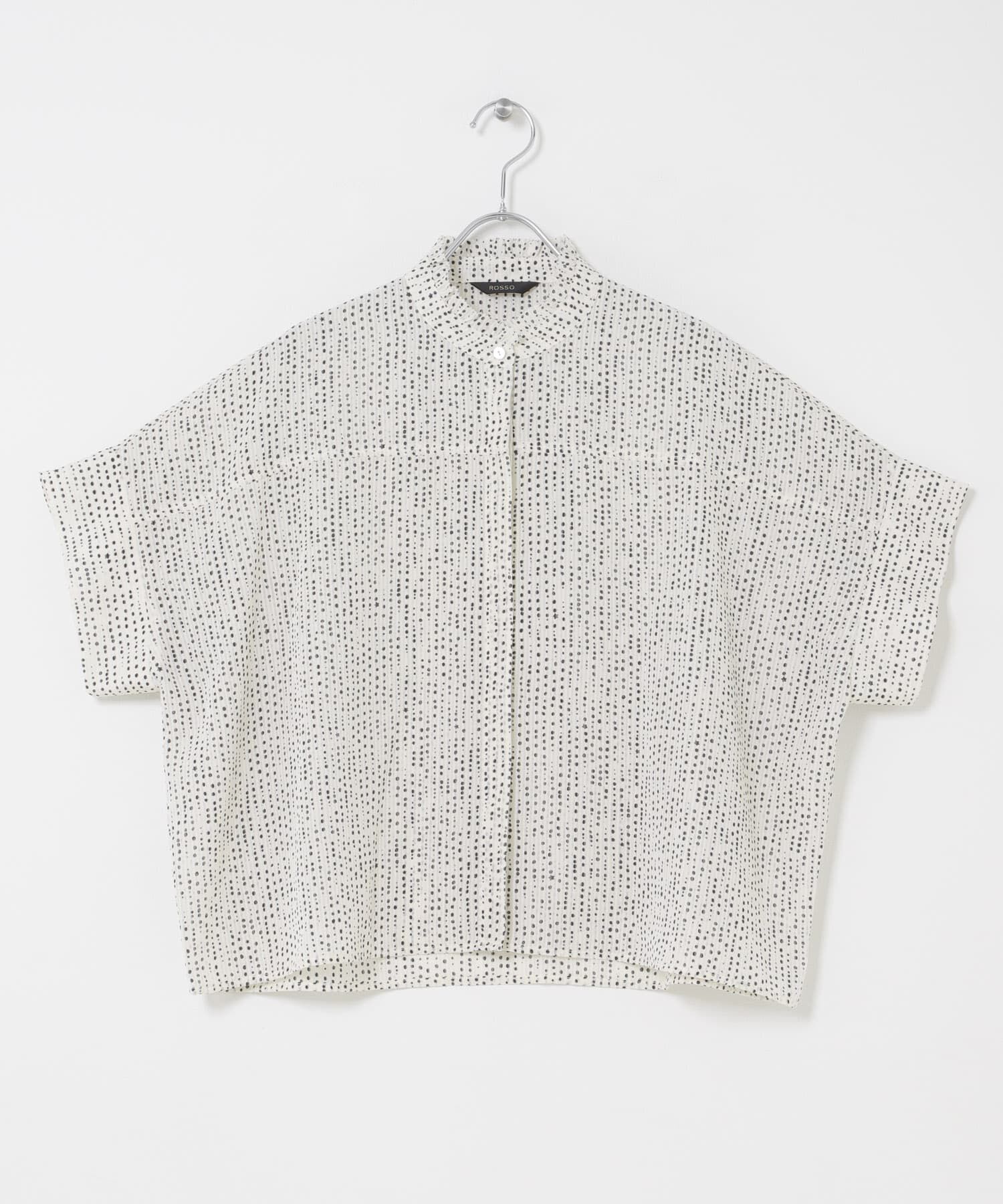 URBAN RESEARCH ROSSO「『WEB/一部店舗限定』ウォッシャブルドットフリルネックブラウス」|シャツ・ブラウス|