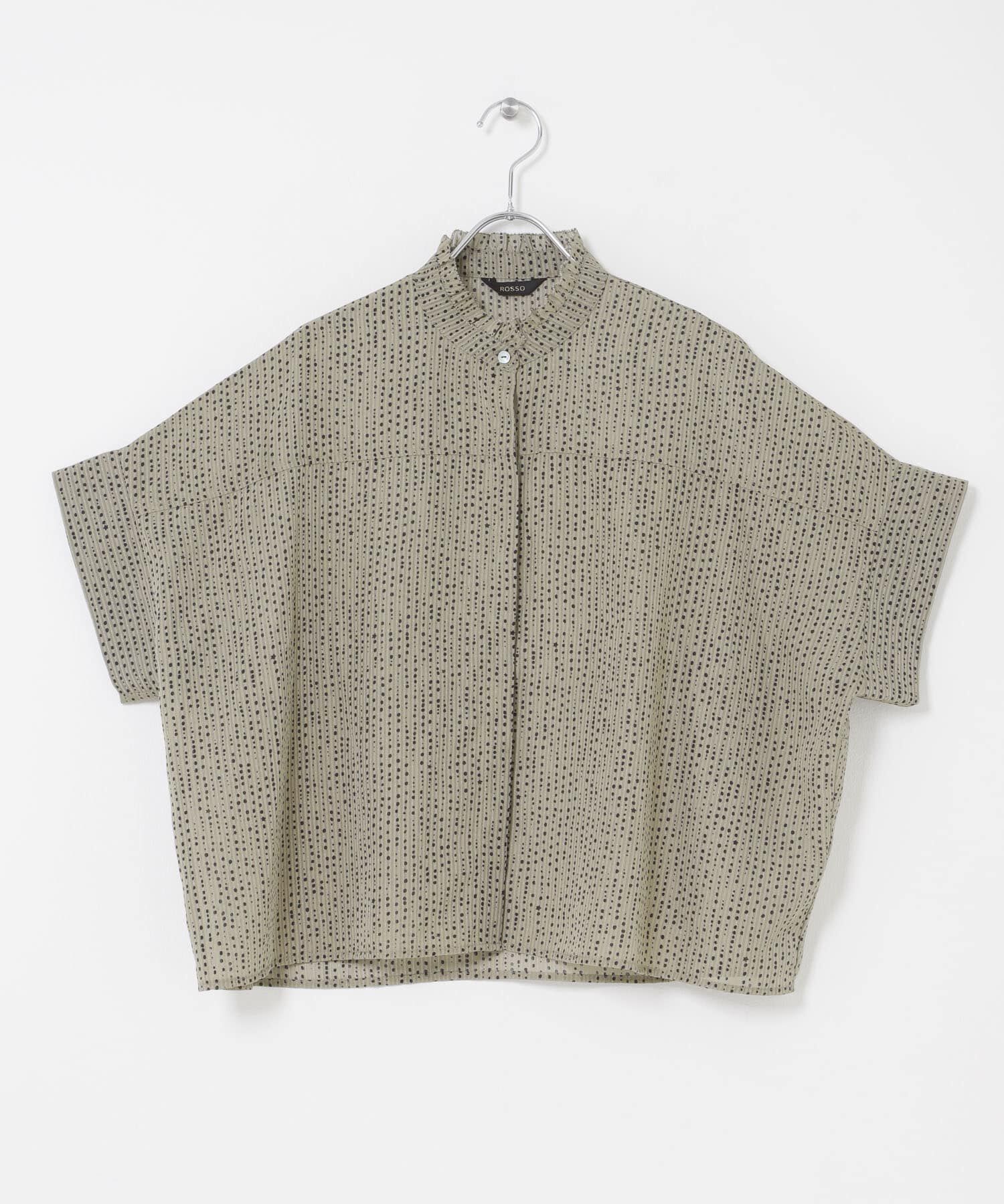 URBAN RESEARCH ROSSO「『WEB/一部店舗限定』ウォッシャブルドットフリルネックブラウス」|シャツ・ブラウス|