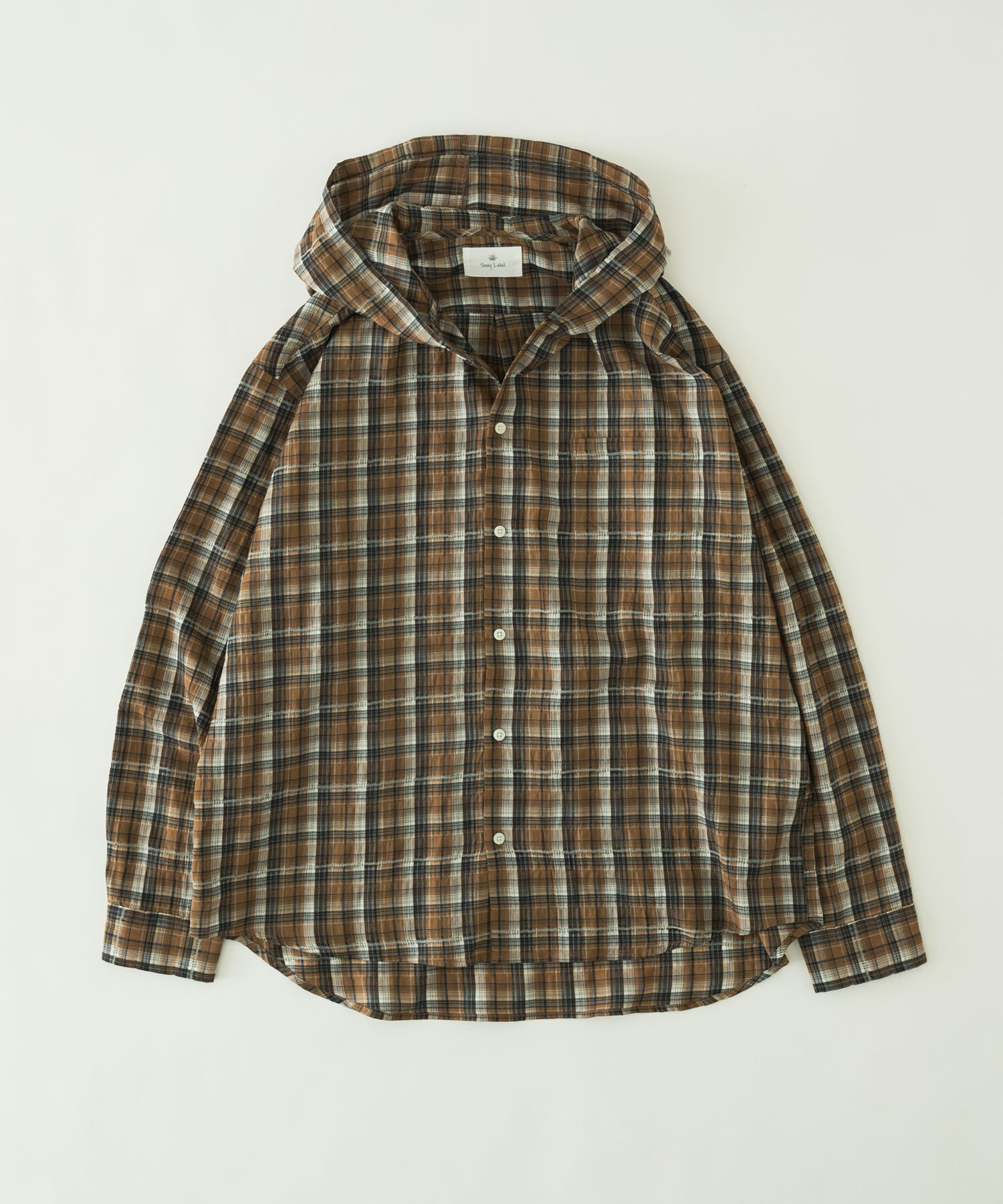 Sonny Label 「チェックフーデッドシャツ」|シャツ・ブラウス|ブラウン系その他