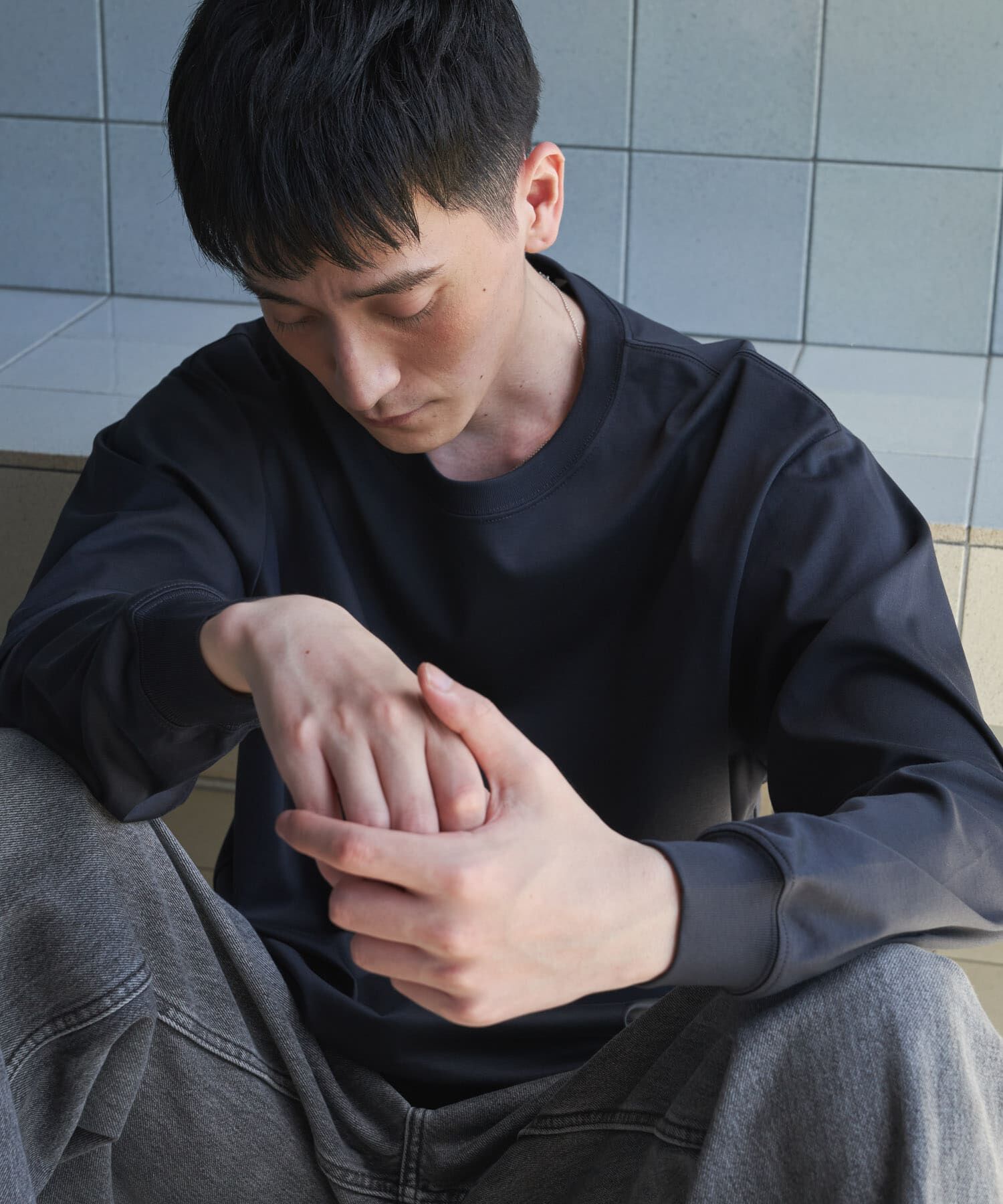 URBAN RESEARCH DOORS「『UR TECH』完声ロングスリーブクルーネックTシャツ」|Tシャツ・カットソー|