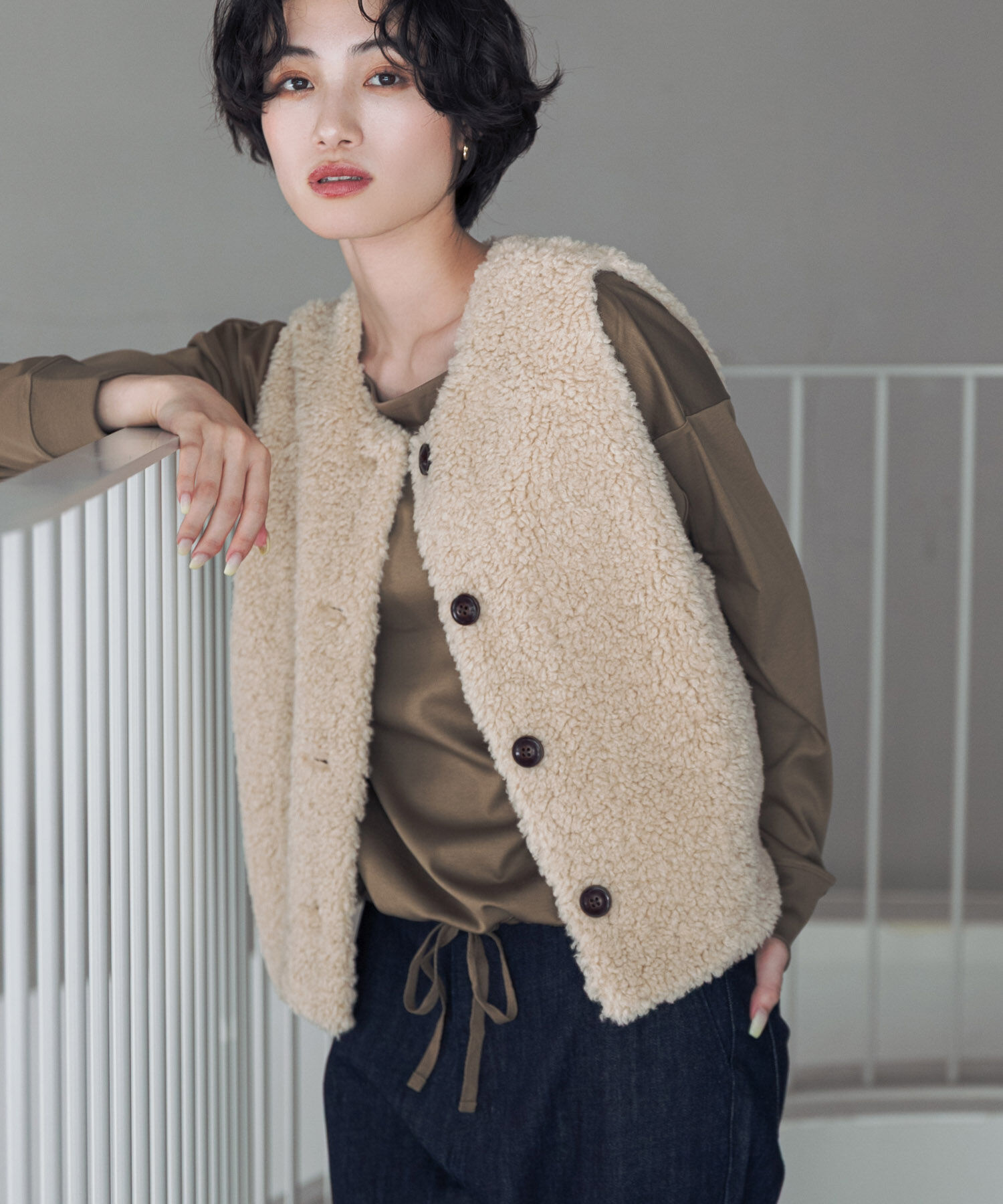 URBAN RESEARCH DOORS「『UR TECH』完声シルケットドロストプルオーバー」|Tシャツ・カットソー|ベージュ系その他