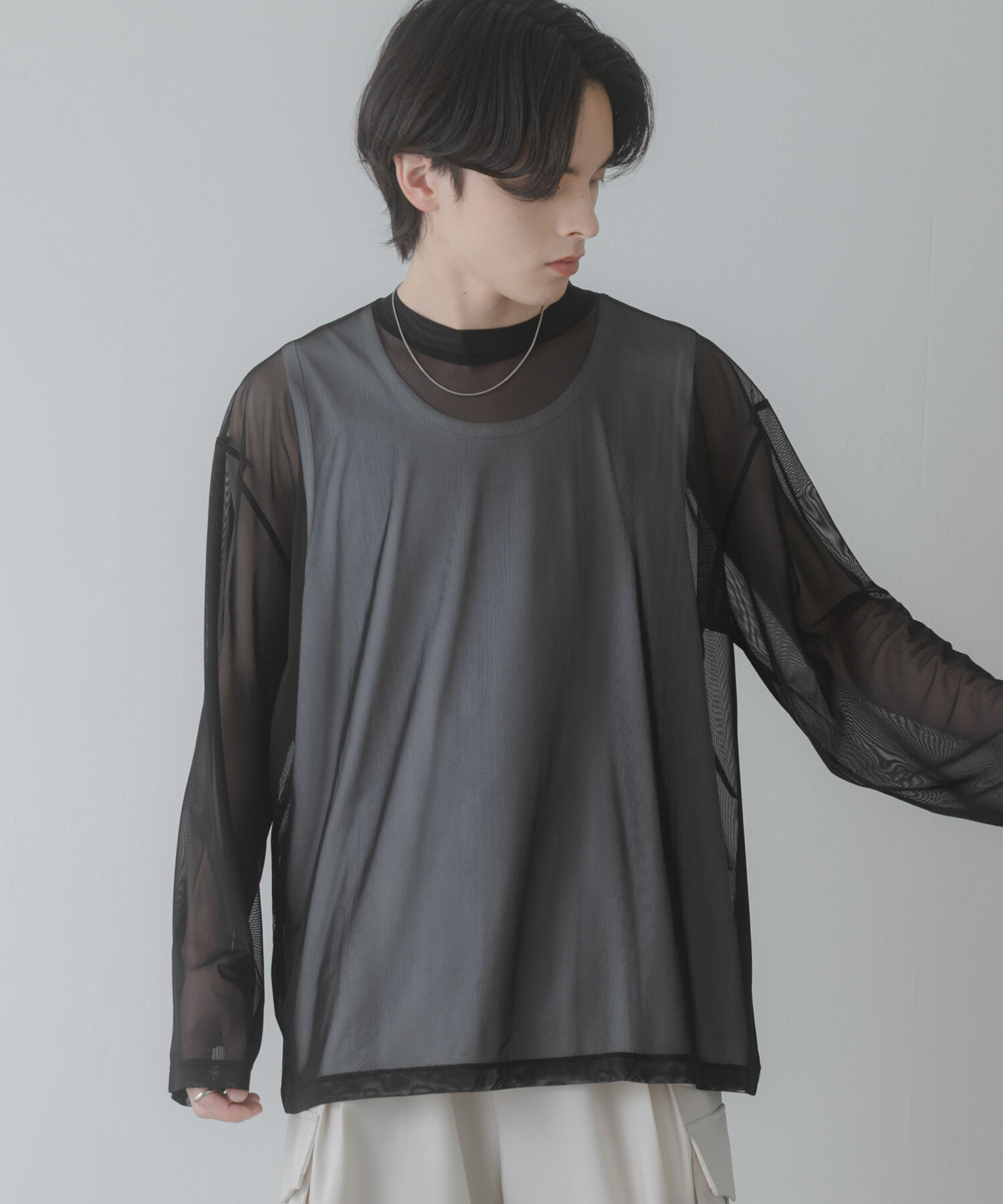 SENSE OF PLACE by URBAN RESEARCH「アソートシアーロングTシャツ」|その他|ブラック