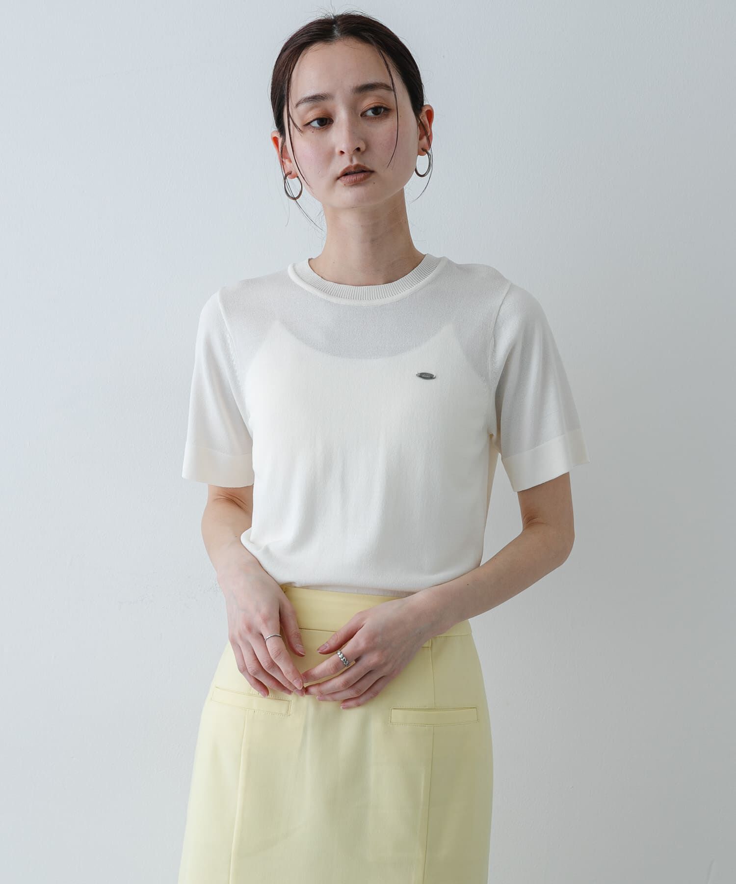 SENSE OF PLACE by URBAN RESEARCH「『洗濯可』プレートツキニットTシャツ(半袖)」|ニット・セーター|