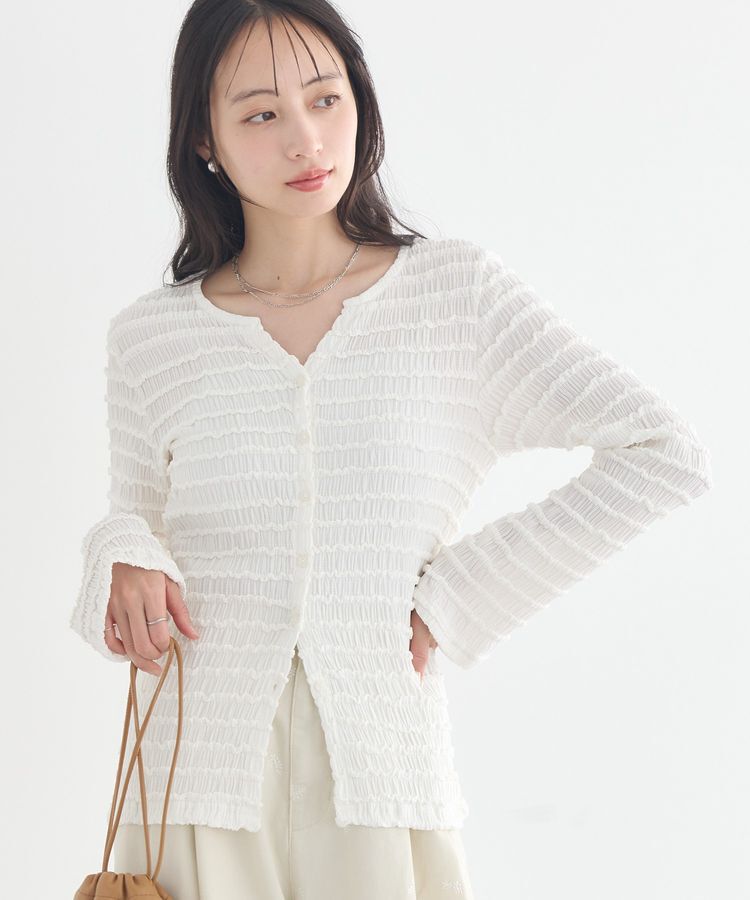 earth music&ecology「シャーリングカットカーディガン」|カーディガン|Ivory