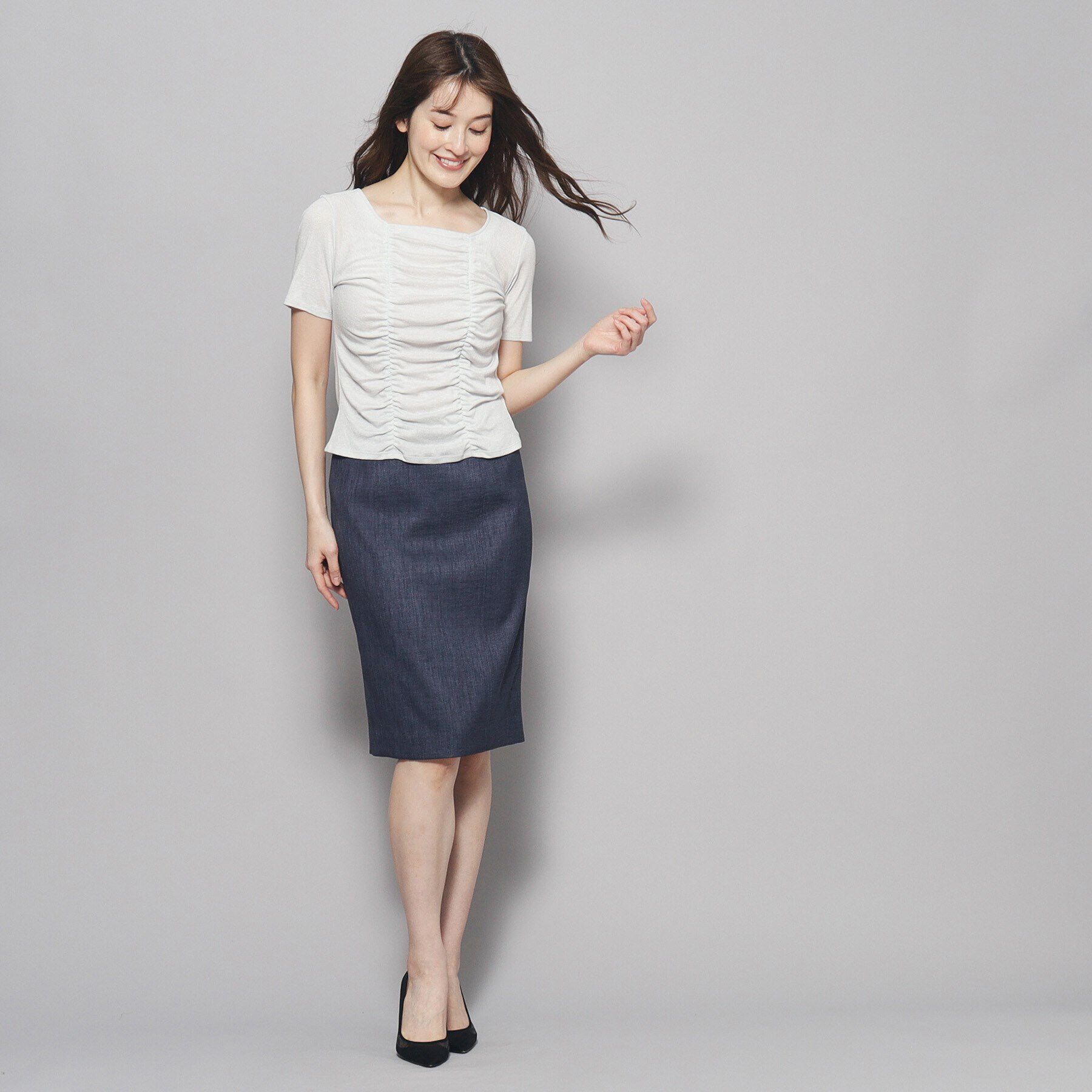 COUP DE CHANCE「【洗える／日本製】華やかギャザーラメジャージ」|Tシャツ・カットソー|