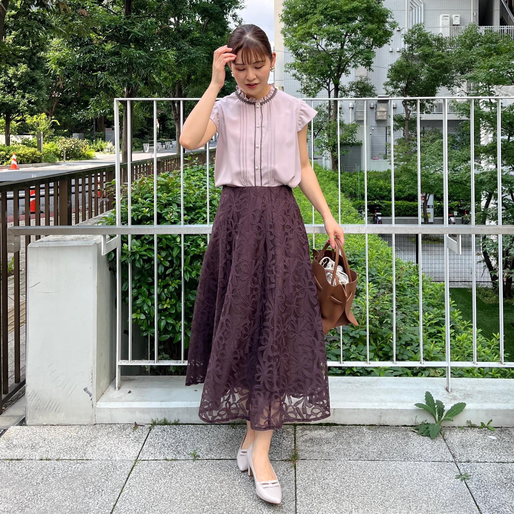 Couture broach「【洗える】リボン エンブロ スカート」|スカート|