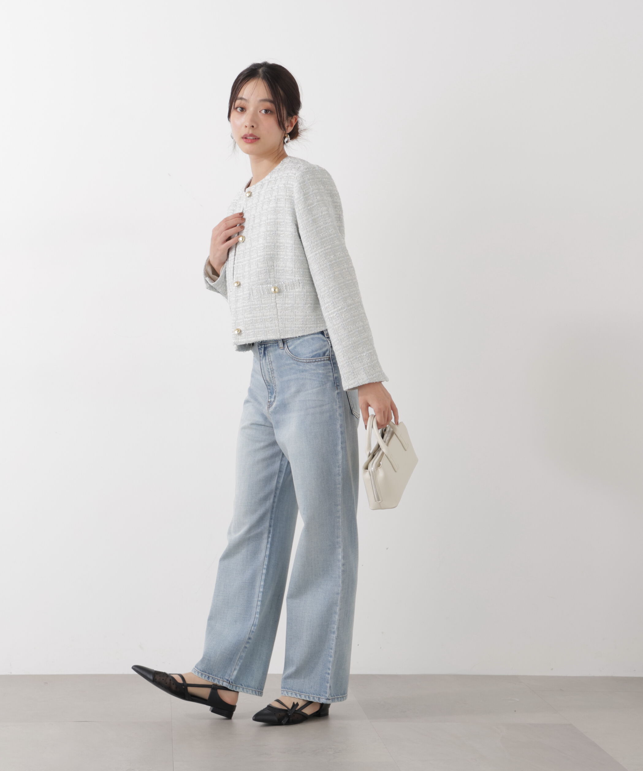 PROPORTION BODY DRESSING「ノーカラーツイードジャケット　26SS」|ブルゾン・スタジャン|