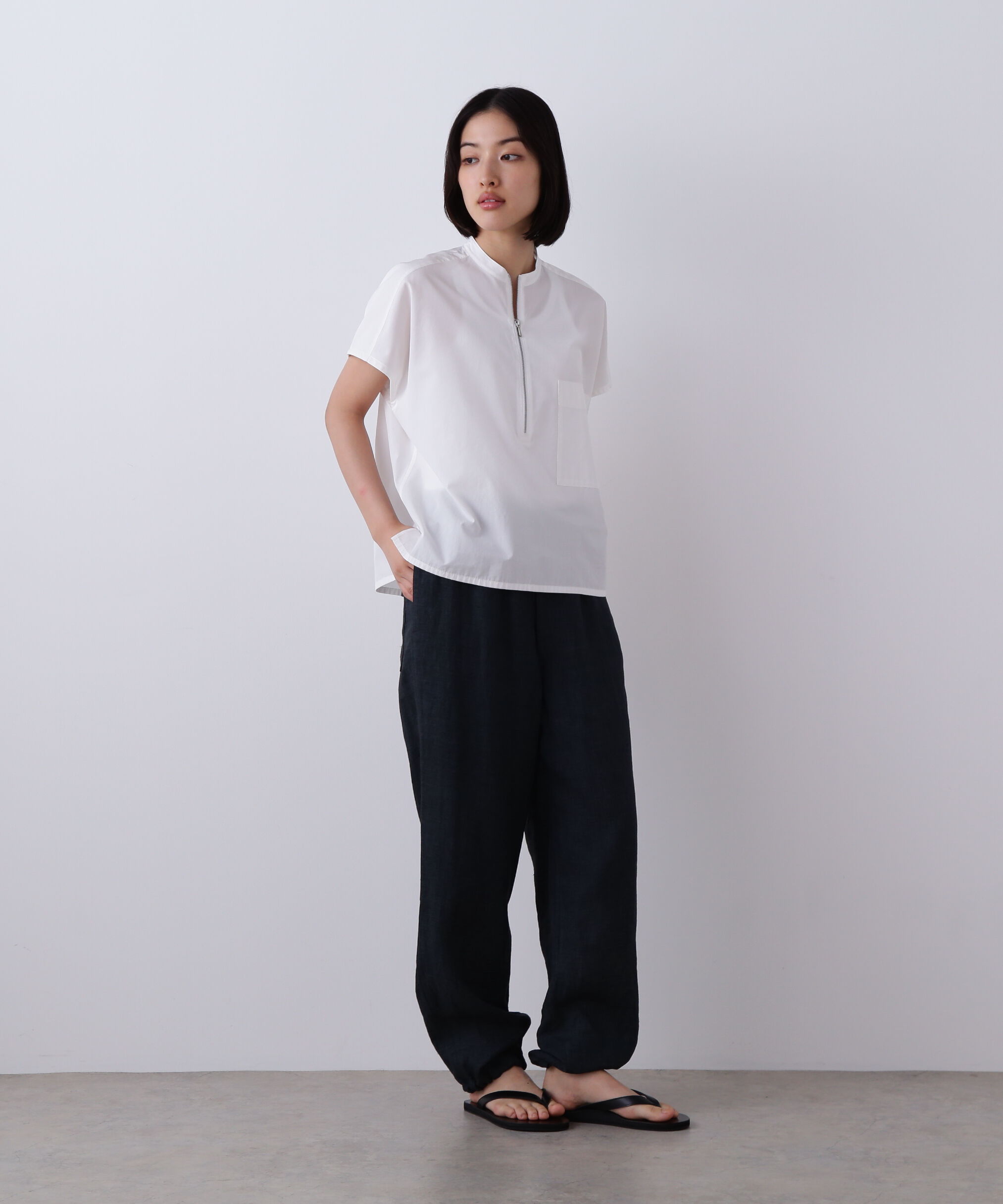 YLEVE 「YLEVE / COTTON CUPRA HALF ZIP SHIRT」|シャツ・ブラウス|
