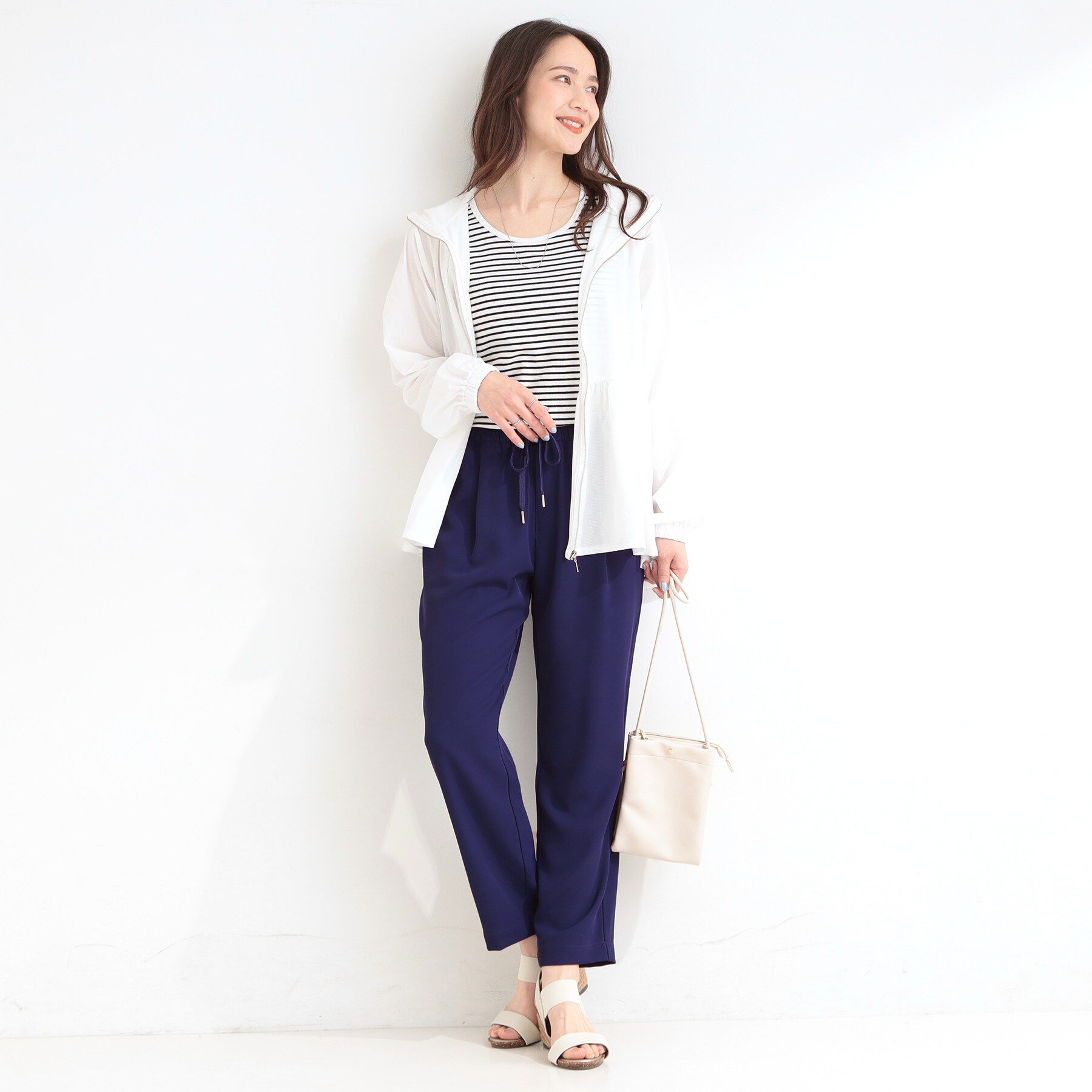 SHOO･LA･RUE「【ひんやり/UV/SS-3L/セットアップ可】さらさらぷるん イージーテーパードパンツ」|その他|