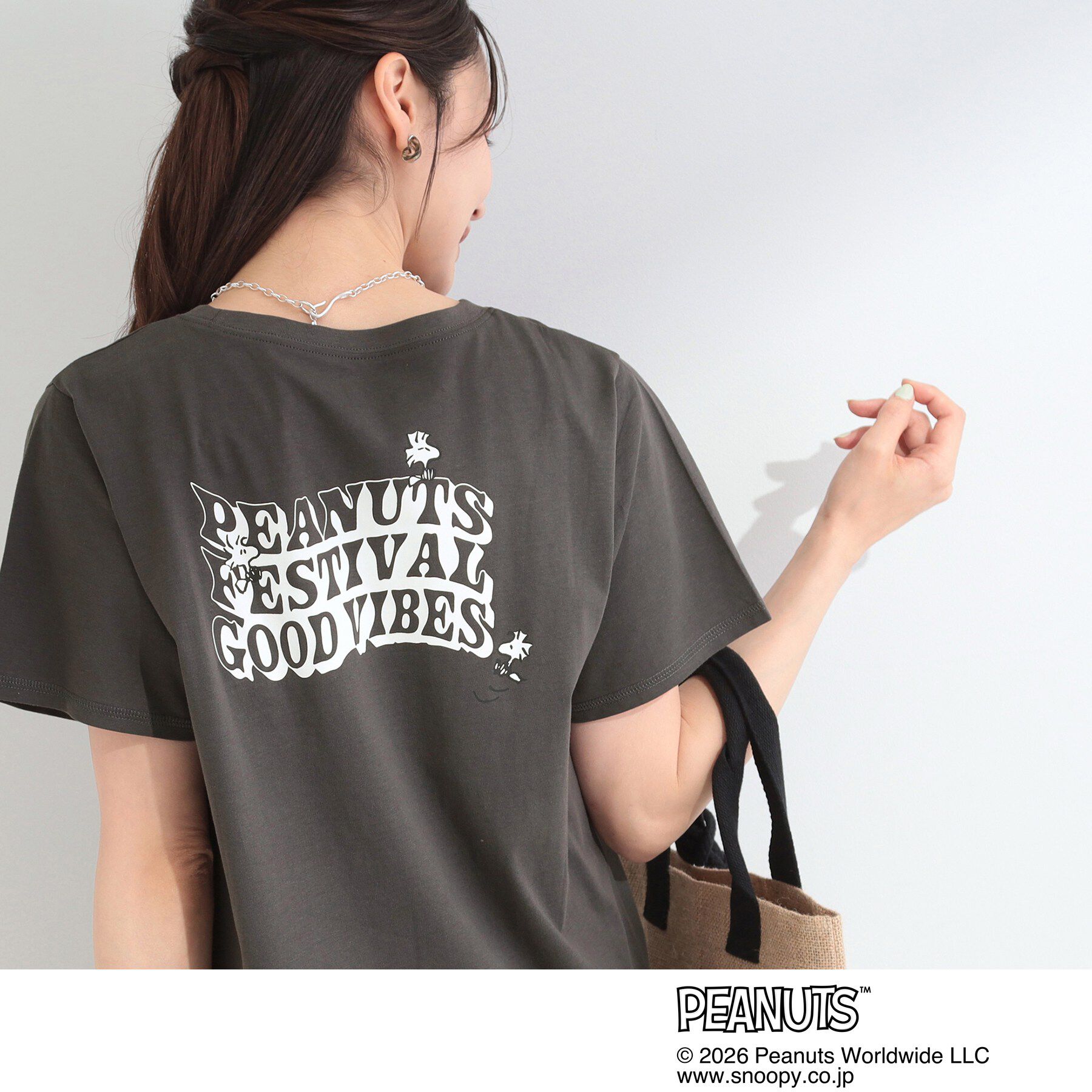 SHOO･LA･RUE「【PEANUTS】ひんやりプリントTシャツ」|Tシャツ・カットソー|チャコールグレー(6