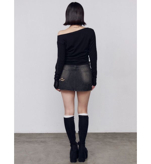 EMODA「【人気アイテム待望の再販！】ワイドネックサイドストリングトップス」|Tシャツ・カットソー|