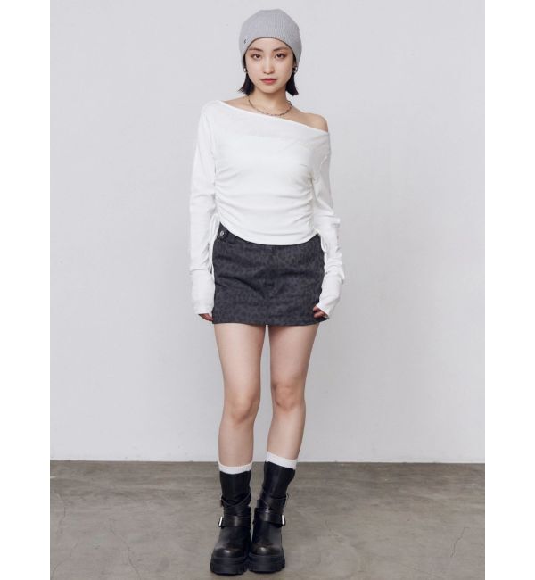EMODA「【人気アイテム待望の再販！】ワイドネックサイドストリングトップス」|Tシャツ・カットソー|
