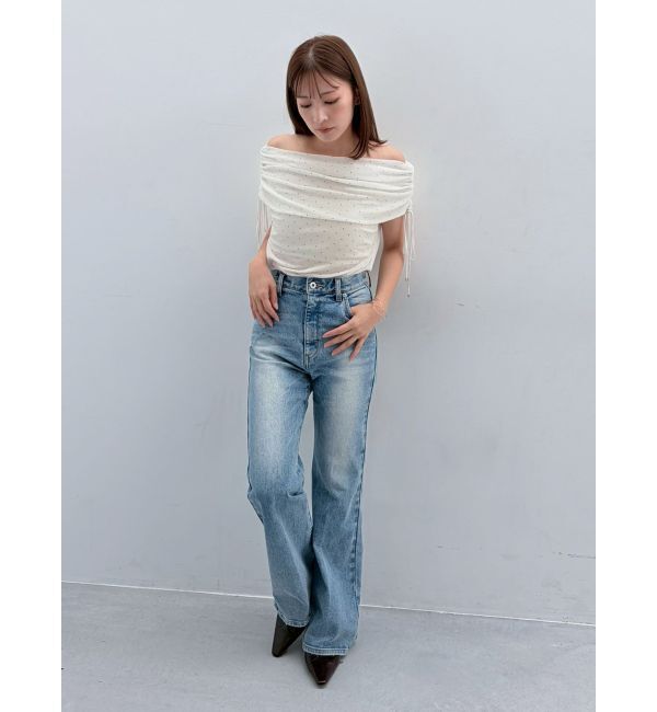 LAGUNAMOON「テキタイルオフショルドロストトップス」|Tシャツ・カットソー|