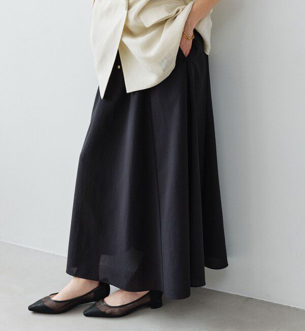 UNITED ARROWS green label relaxing「［size SHORT/TALLあり］ドライクロス フレアスカート マシンウォッシャブル  通気性」|フレア|BLACK