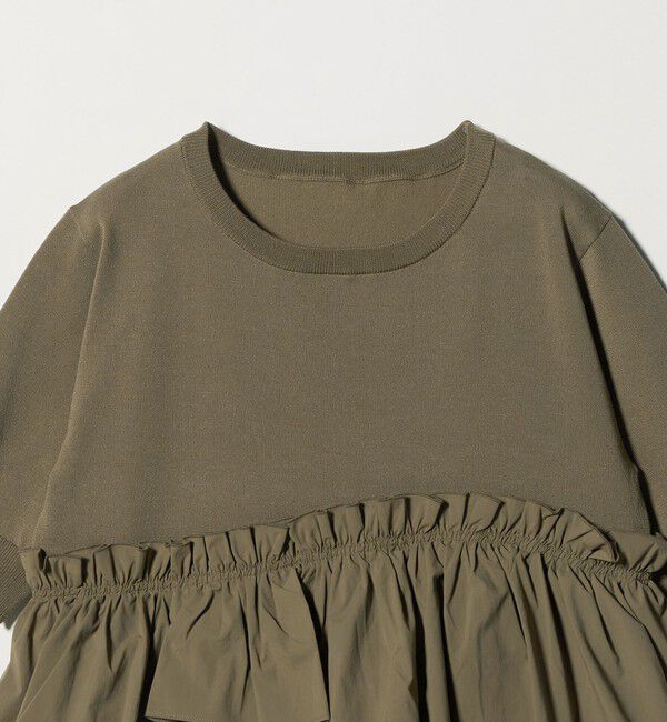 UNITED ARROWS green label relaxing「ティアード ドッキング 5分袖 プルオーバー ニット」|ニット・セーター|
