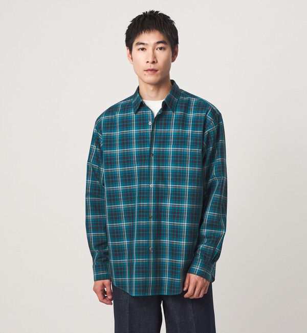 UNITED ARROWS green label relaxing「トーマスメイソン ビエラ チェック  ジャストルーズ レギュラーカラー 長袖 シャツ」|シャツ・ブラウス|TURQUOISE