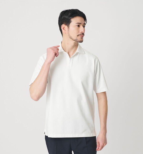 BEAUTY&YOUTH UNITED ARROWS「【WEB限定 WARDROBE SMART】クール ハイゲージ モクロディ スキッパー ポロシャツ【抗菌防臭・接触冷感】」|ポロシャツ|