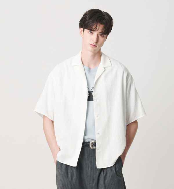 BEAUTY&YOUTH UNITED ARROWS「ライト ツイードライク オープンカラー シャツ GRANDE TAPERD型」|シャツ・ブラウス|