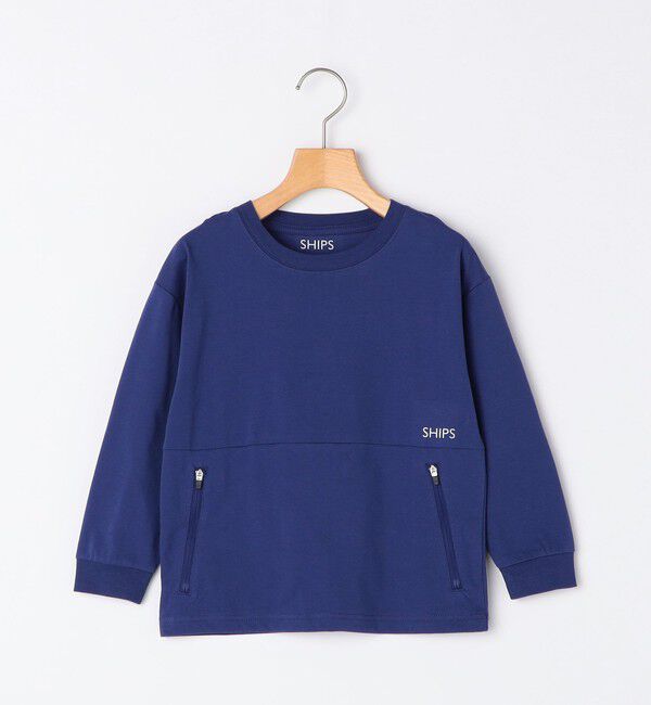 SHIPS KIDS「SHIPS KIDS:100～130cm /ファスナー ポケット付き ロング スリーブ Tシャツ」|Tシャツ・カットソー|ブルー