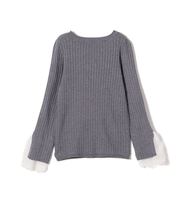 SHIPS Colors 「SHIPS Colors:〈手洗い可能〉レース カット オフ ワイド リブ ニット」|ニット・セーター|