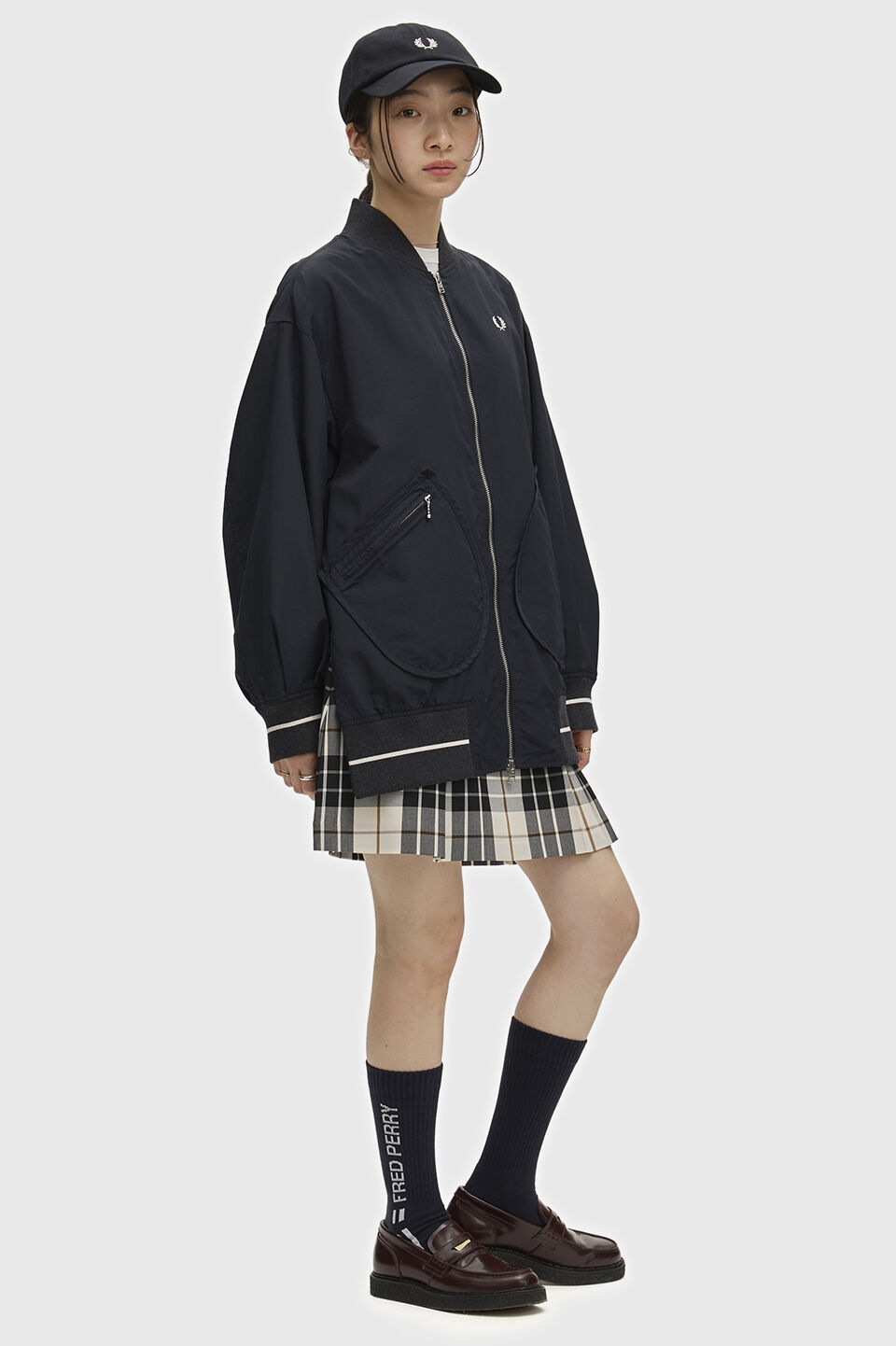 FRED PERRY 「FRED PERRY／Longline Tipped Bomber Jacket／ロングラインティップドボンバージャケット」|ブルゾン・スタジャン|