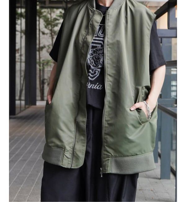 journal standard luxe「ナイロンMA1 ベスト」|ダウンベスト・ベスト|カーキ B