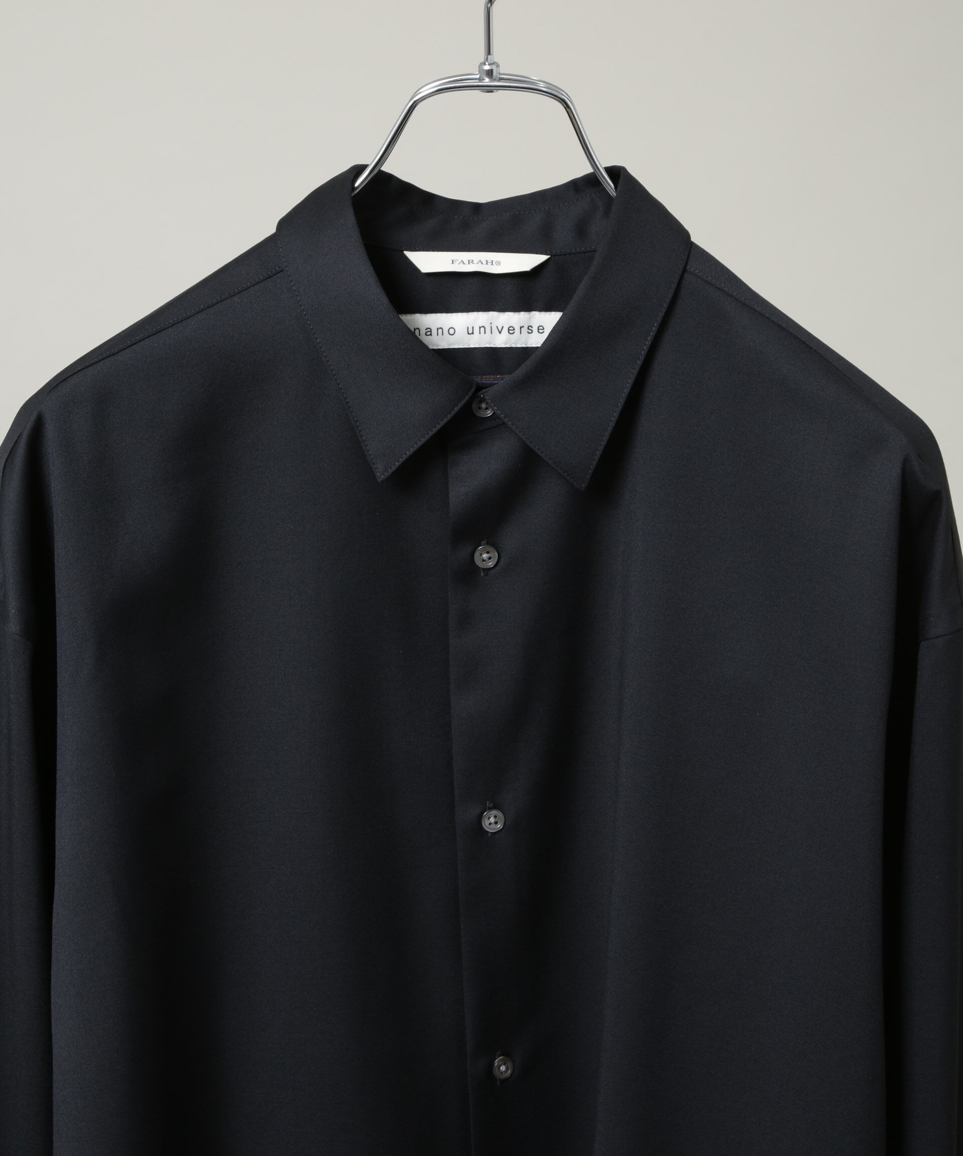 NANO universe「FARAH/別注 CANONICO Twill Black Shirt(セットアップ可)」|シャツ・ブラウス|
