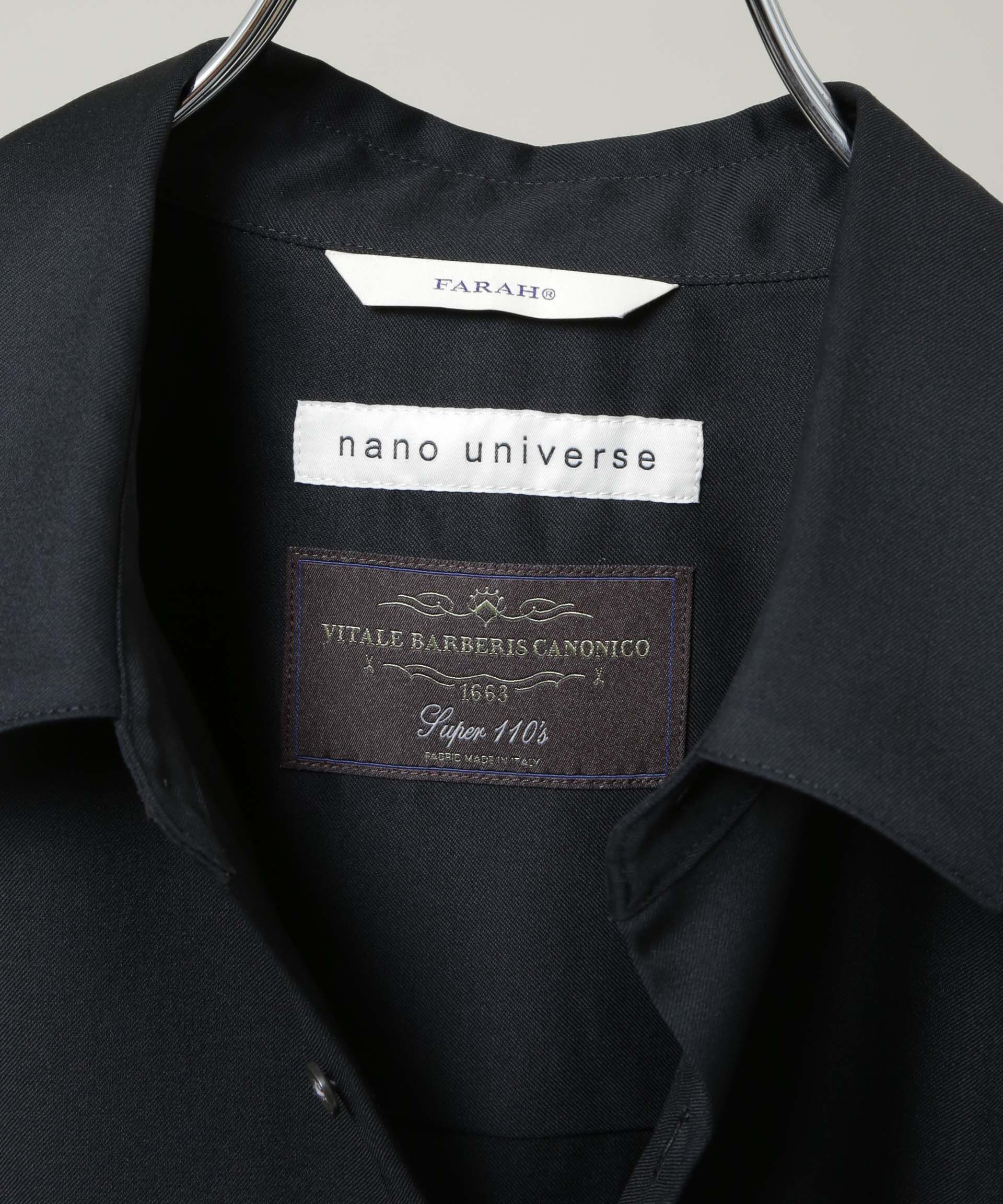 NANO universe「FARAH/別注 CANONICO Twill Black Shirt(セットアップ可)」|シャツ・ブラウス|