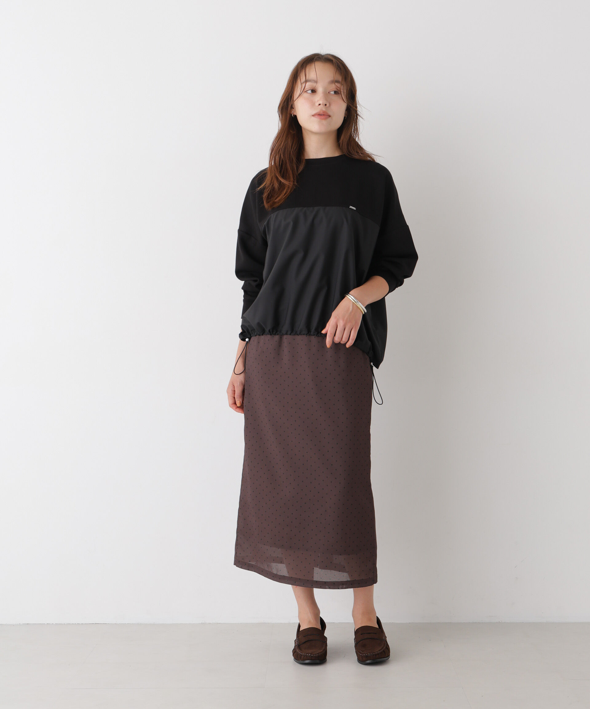 NANO universe「異素材切り替えコンビダンボールカットトップス」|Tシャツ・カットソー|