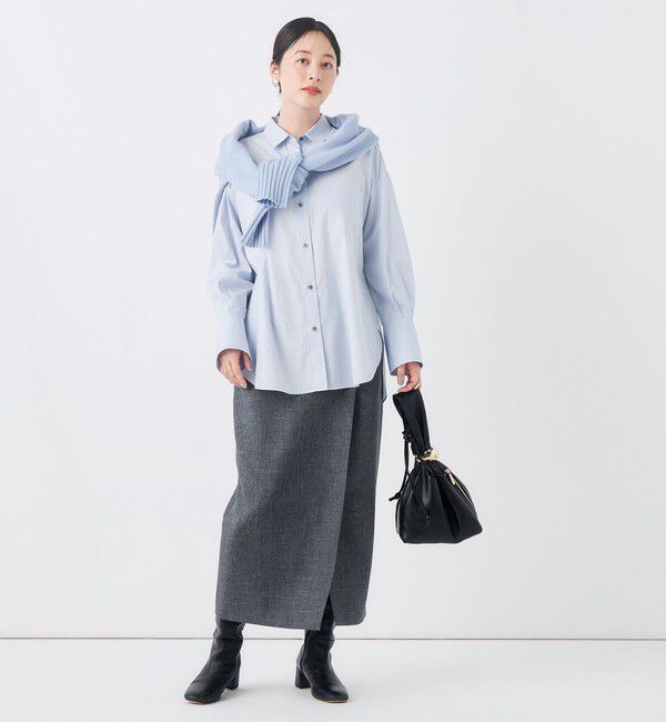 NOLLEY'S sophi「ウォッシャブル120/2ストライプオーバーシャツ」|シャツ・ブラウス|