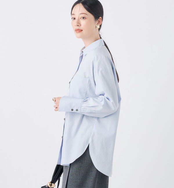 NOLLEY'S sophi「ウォッシャブル120/2ストライプオーバーシャツ」|シャツ・ブラウス|