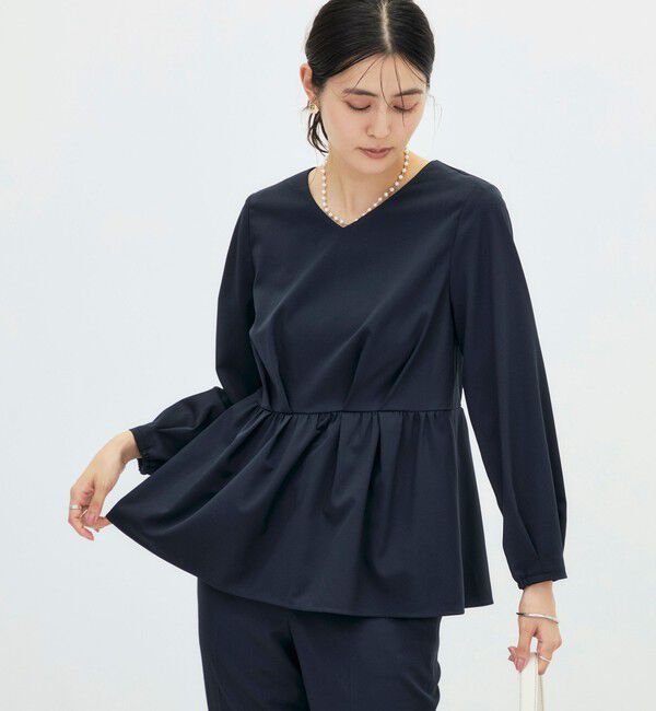 NOLLEY'S「《セットアップ対応》ウォッシャブルハイスペックTRペプラムブラウス」|シャツ・ブラウス|