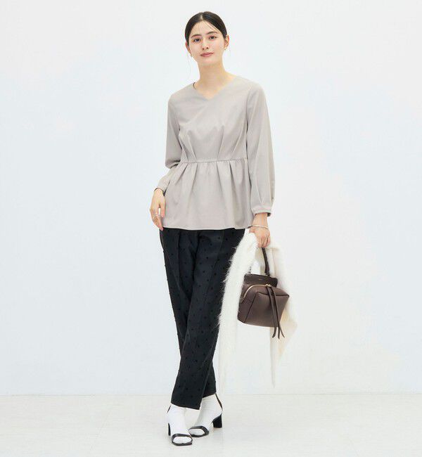 NOLLEY'S「《セットアップ対応》ウォッシャブルハイスペックTRペプラムブラウス」|シャツ・ブラウス|