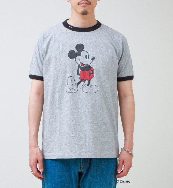 GLOSTER「【GOOD ROCK SPEED】MICKEY / ミッキーマウス リンガーダメージT」|Tシャツ・カットソー|
