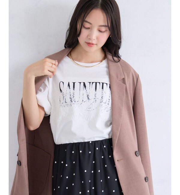 VIS「レースレイヤードロゴ半袖Tシャツ」|Tシャツ・カットソー|