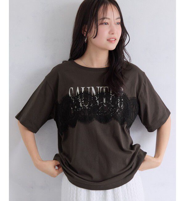VIS「レースレイヤードロゴ半袖Tシャツ」|Tシャツ・カットソー|