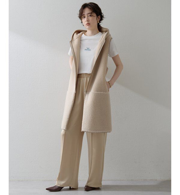 THE PAUSE「＜WEB限定カラーあり＞【THE PAUSE】ボアフードロングジレ」|ベスト・ジレ|