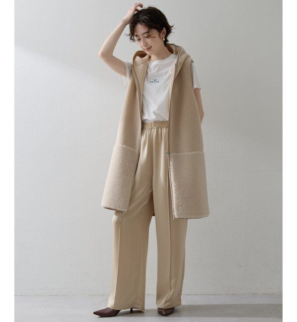 THE PAUSE「＜WEB限定カラーあり＞【THE PAUSE】ボアフードロングジレ」|ベスト・ジレ|