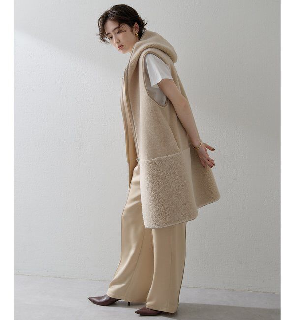 THE PAUSE「＜WEB限定カラーあり＞【THE PAUSE】ボアフードロングジレ」|ベスト・ジレ|
