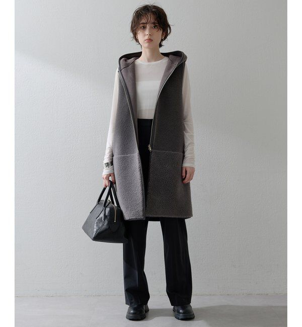 THE PAUSE「＜WEB限定カラーあり＞【THE PAUSE】ボアフードロングジレ」|ベスト・ジレ|