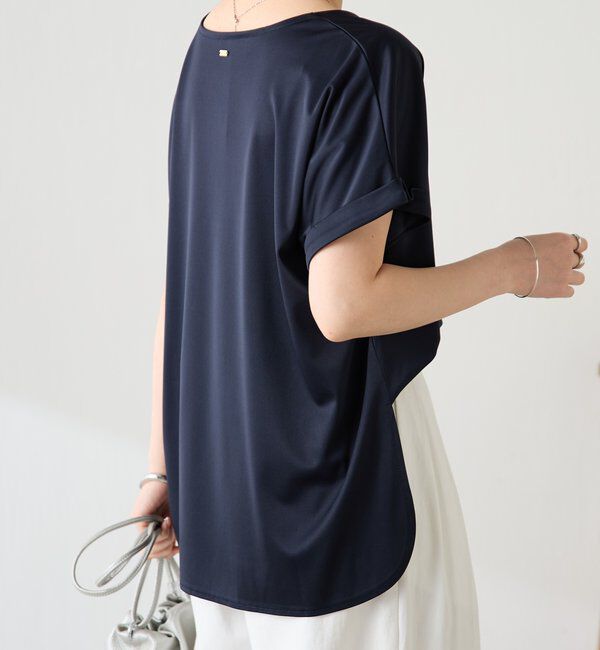  「【伸びるサテン素材/吸湿速乾/インナーにも◎】ストレッチサテンTシャツ」|Tシャツ・カットソー|