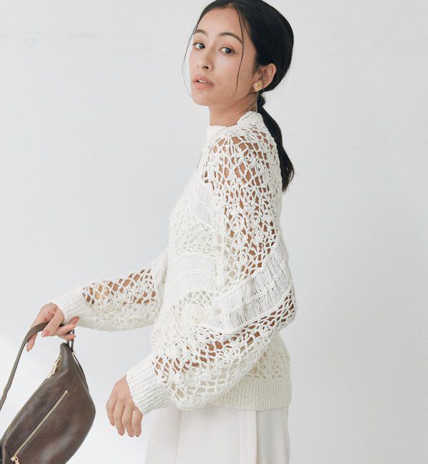  「【WEB限定】スラブヤーン刺繍ニット」|ニット・セーター|