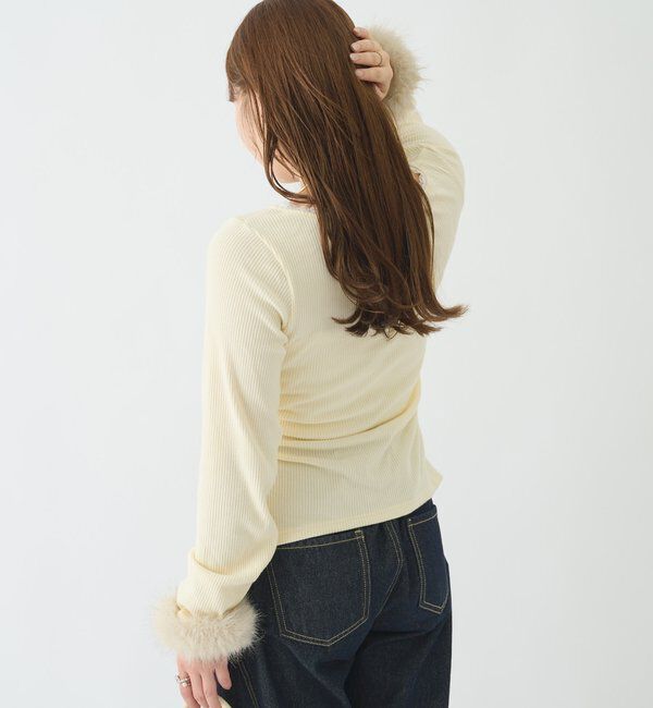  「【＠__misa__03 &times; ＠__3yuuファーカフスフロントギャザーTOPS」|Tシャツ・カットソー|