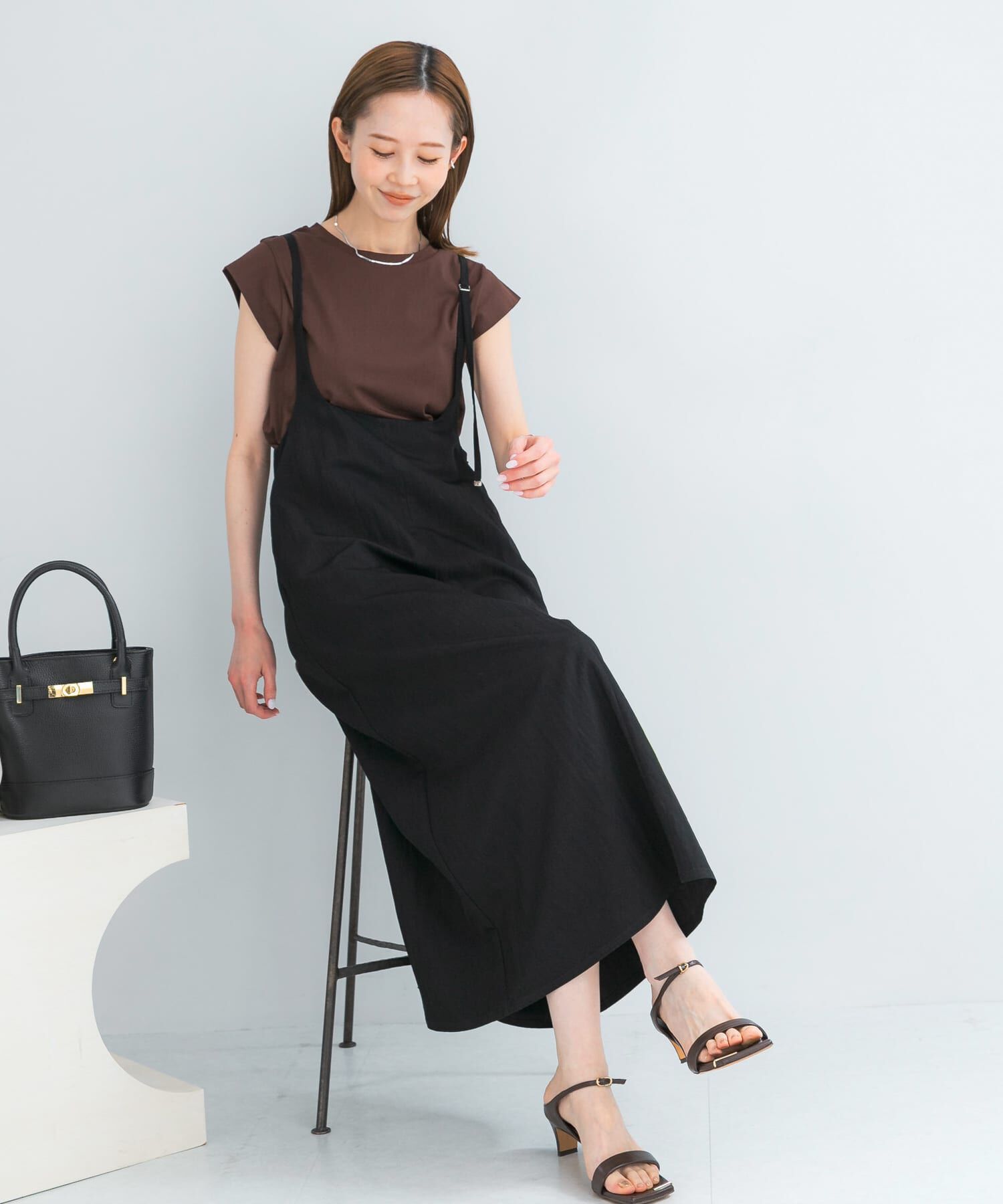 URBAN RESEARCH ROSSO「ハイウエストサススカート」|ジャンパースカート|