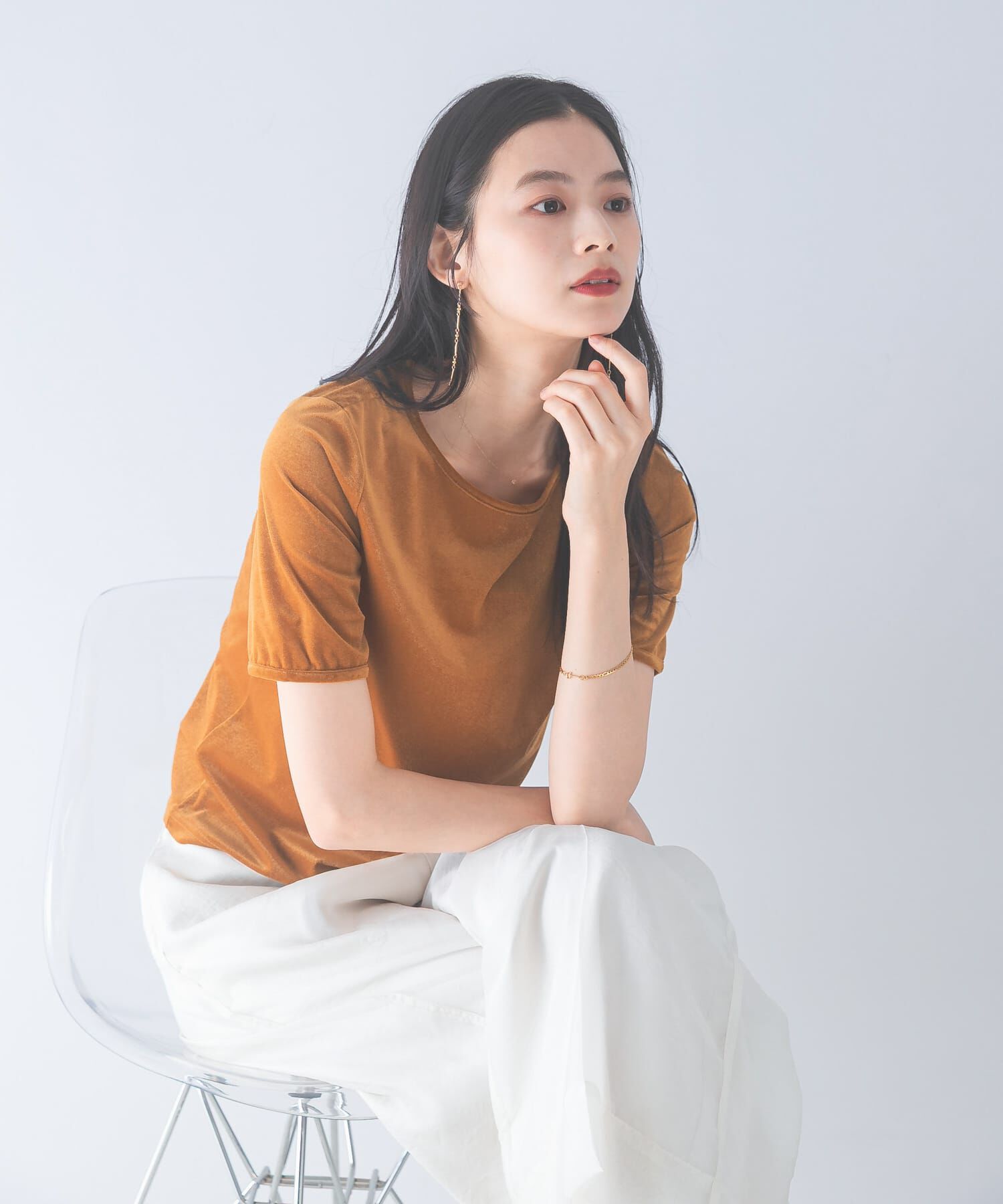 URBAN RESEARCH ROSSO「バックスリットシアーベロアカットソー」|Tシャツ・カットソー|イエロー