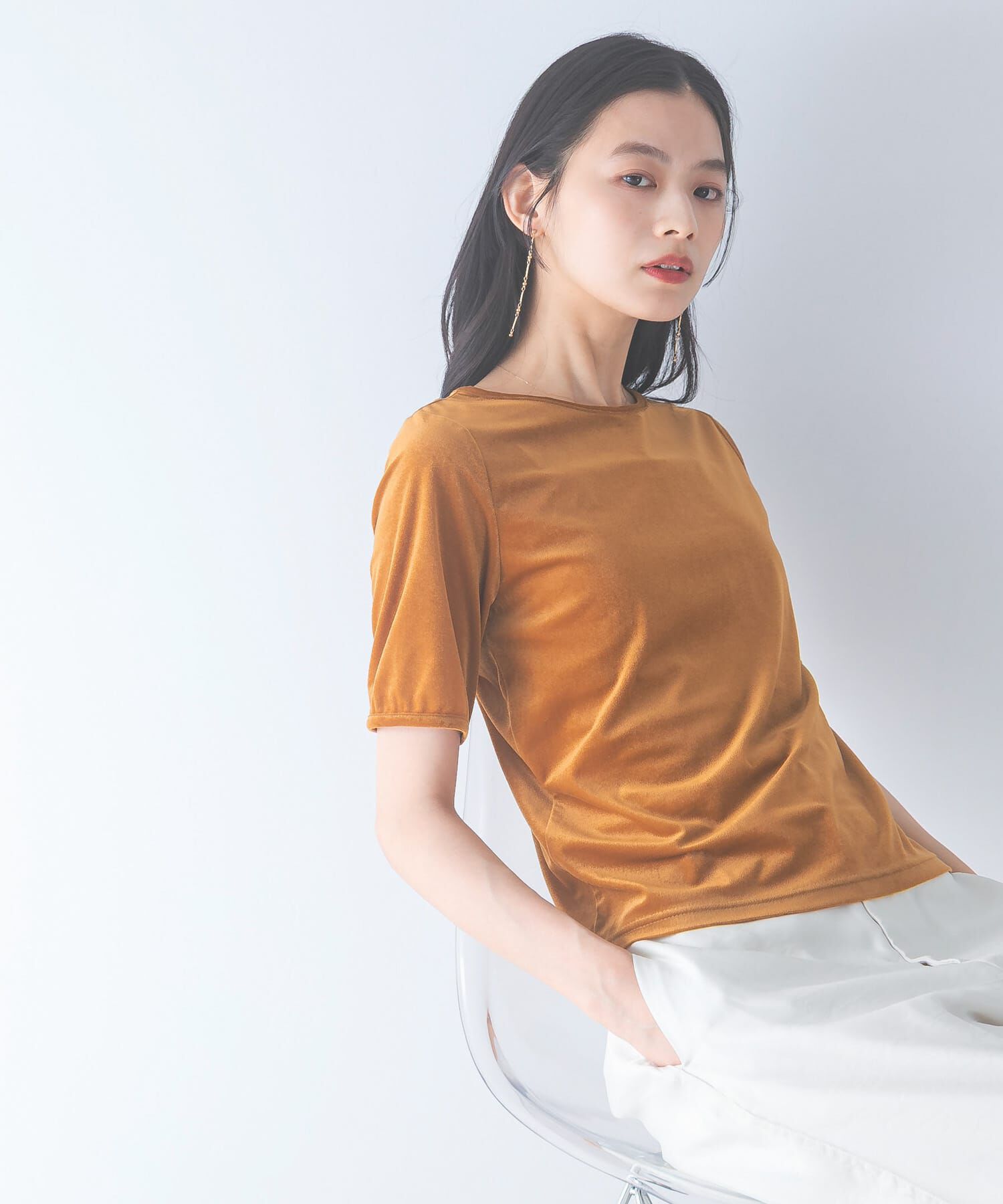 URBAN RESEARCH ROSSO「バックスリットシアーベロアカットソー」|Tシャツ・カットソー|
