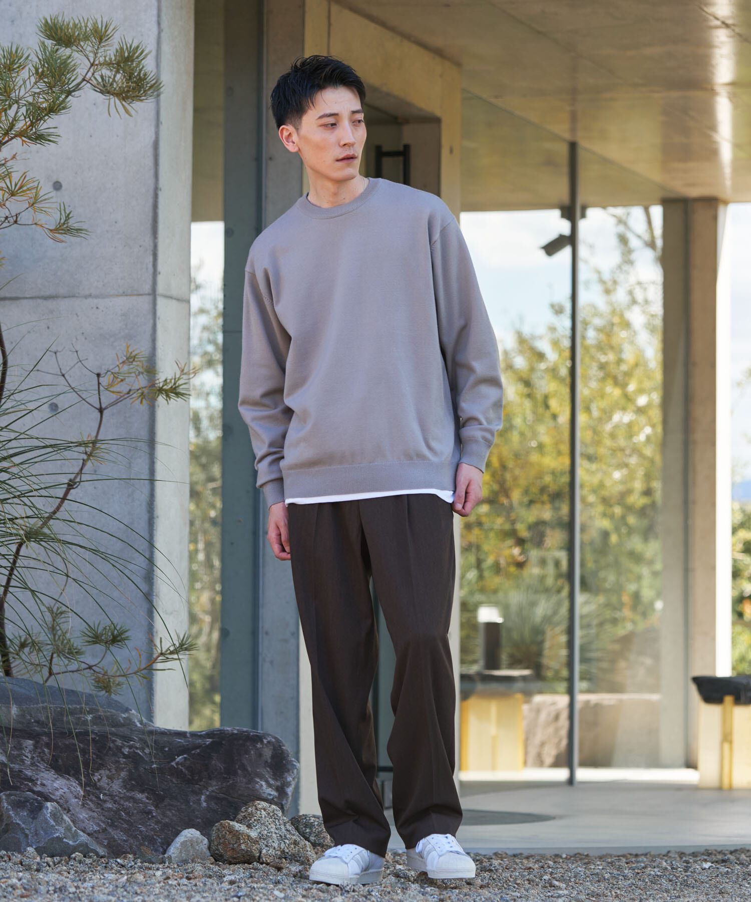 URBAN RESEARCH DOORS「『UR TECH』200日ニット クルーネック」|ニット・セーター|