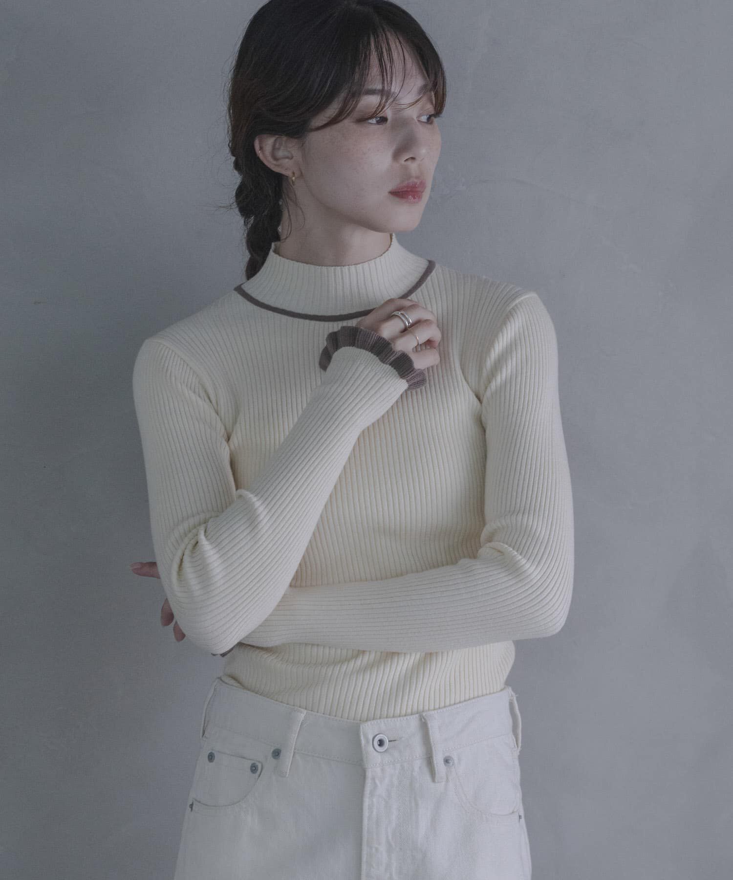 Sonny Label 「静電防止フリルハイネックリブニットプルオーバー」|ニット・セーター|