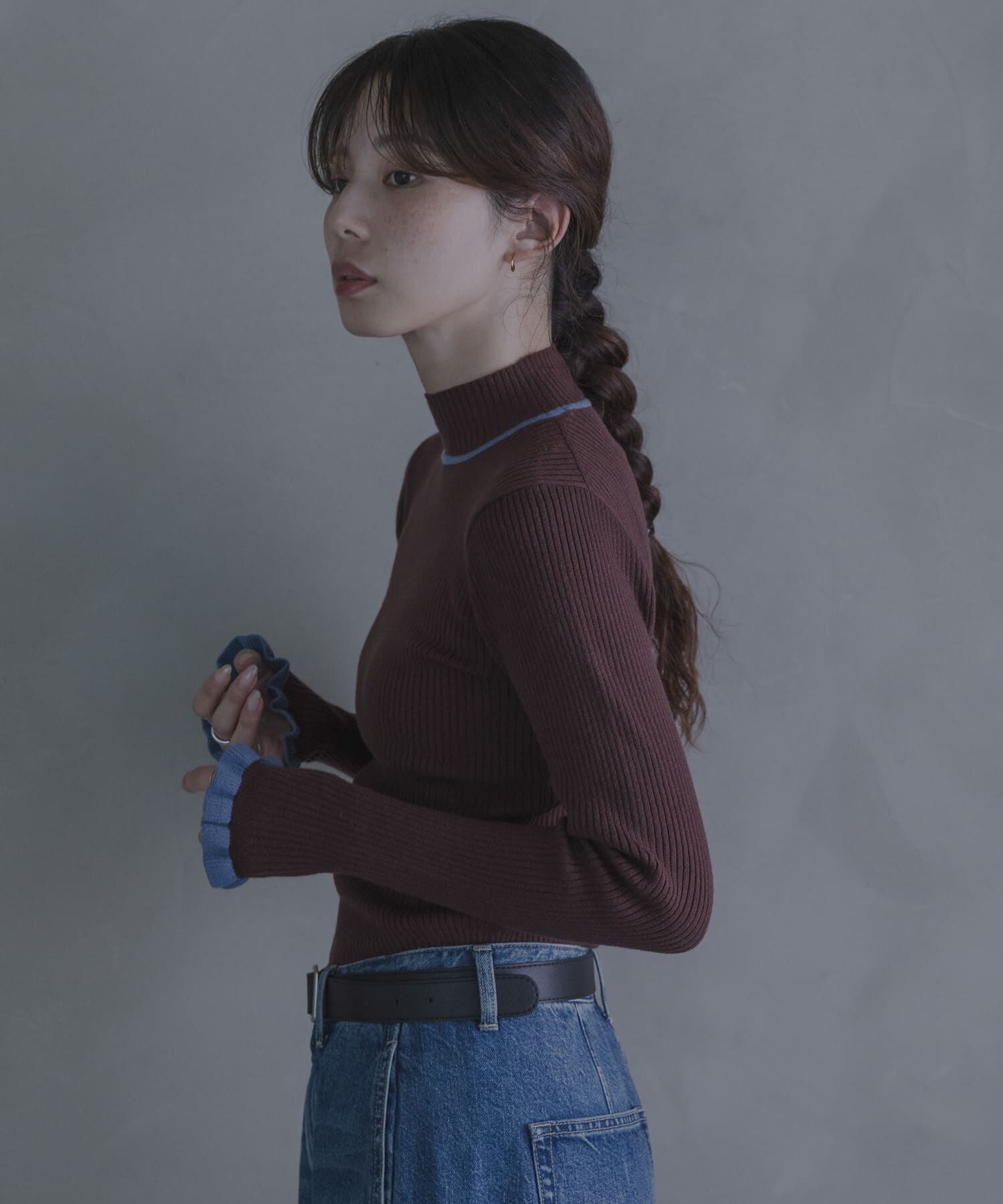 Sonny Label 「静電防止フリルハイネックリブニットプルオーバー」|ニット・セーター|